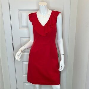 Trina Turk Red Sheath Mini Dress V-Neck Sleeveless
